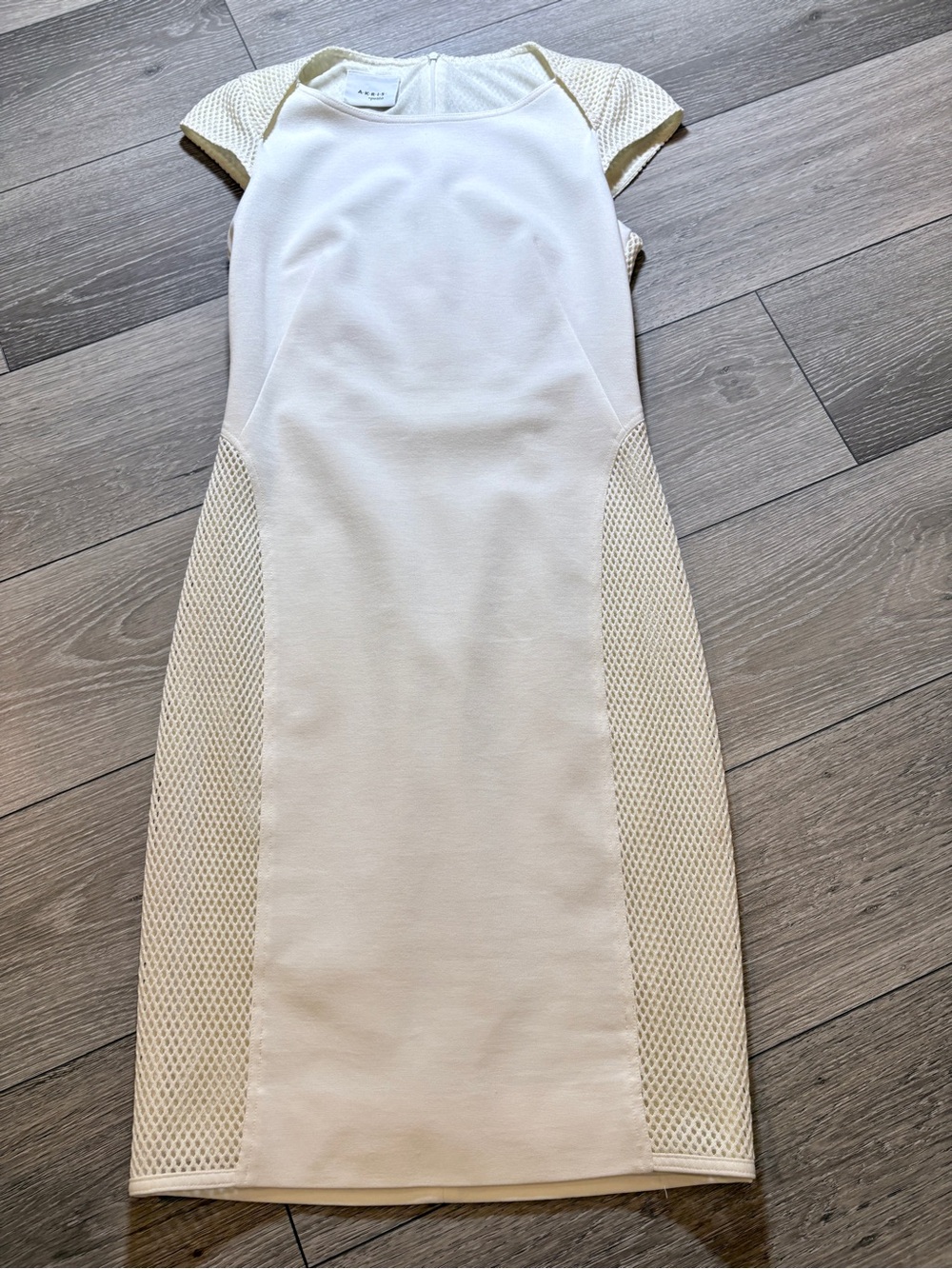 Akris Punto Cream Mesh-Panel Sheath Dress Size 2